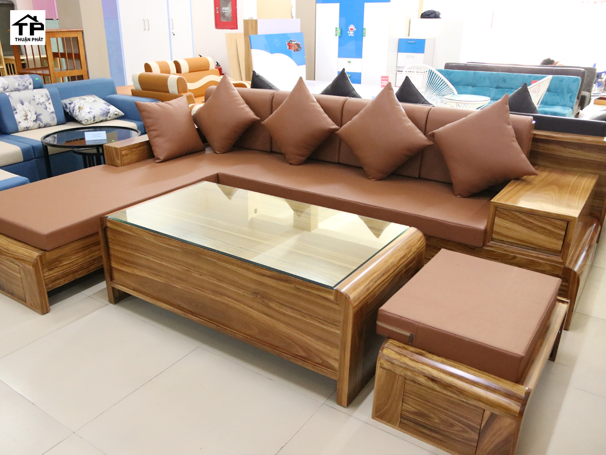BỘ SOFA GỖ HƯƠNG XÁM CHÂN CONG